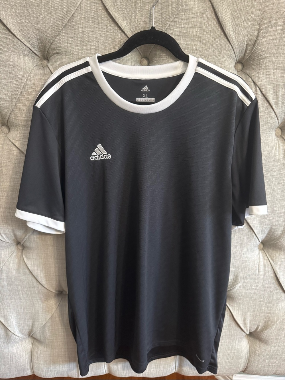 adidas Black and White Short Sleeve Soccer Tee